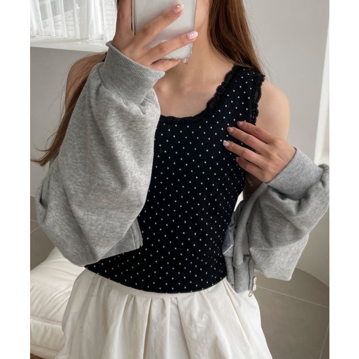 ドット柄レースlカップインタンク | WEGO【WOMEN】 | 詳細画像12 