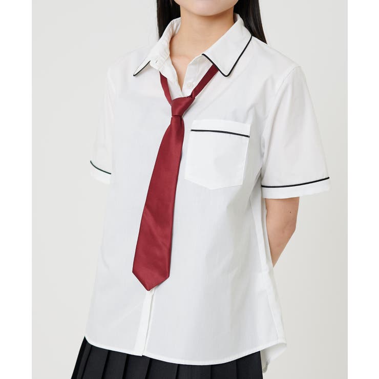 ホワイト | スクールパイピングシャツS/S | WEGO【WOMEN】