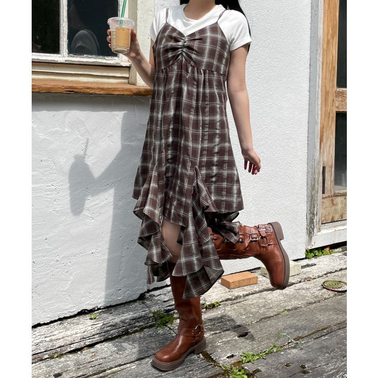 チェックイレヘムキャミワンピース | WEGO【WOMEN】 | 詳細画像1 