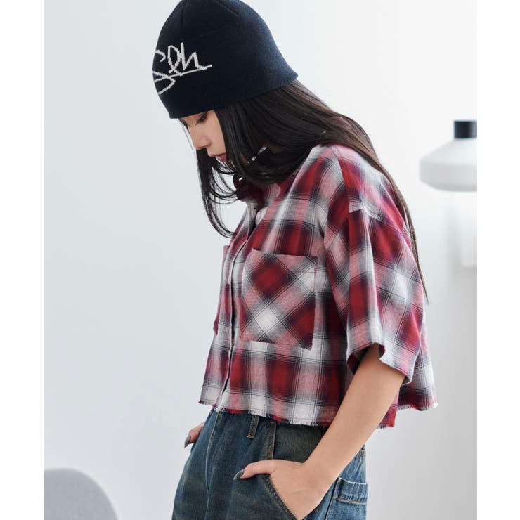 ショートチェックシャツ(S)[品番：WG010094785]｜WEGO【WOMEN