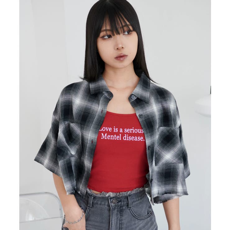 ショートチェックシャツ(S)[品番：WG010094785]｜WEGO【WOMEN