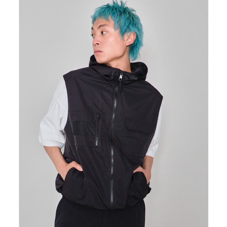 フードナイロンベスト | WEGO【MEN】 | 詳細画像1 