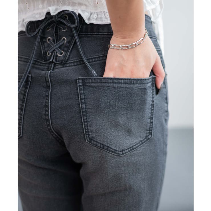 レースアップフリンジストレッチフレアデニムパンツ | WEGO【WOMEN】 | 詳細画像6 