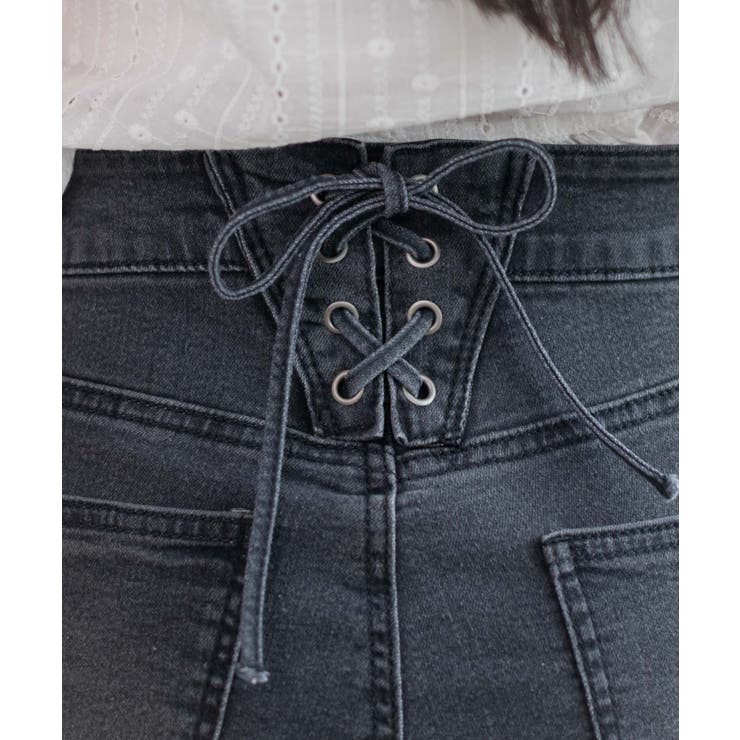 レースアップフリンジストレッチフレアデニムパンツ | WEGO【WOMEN】 | 詳細画像7 