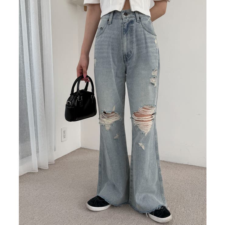 ダメージフレアデニムパンツ | WEGO【WOMEN】 | 詳細画像1 