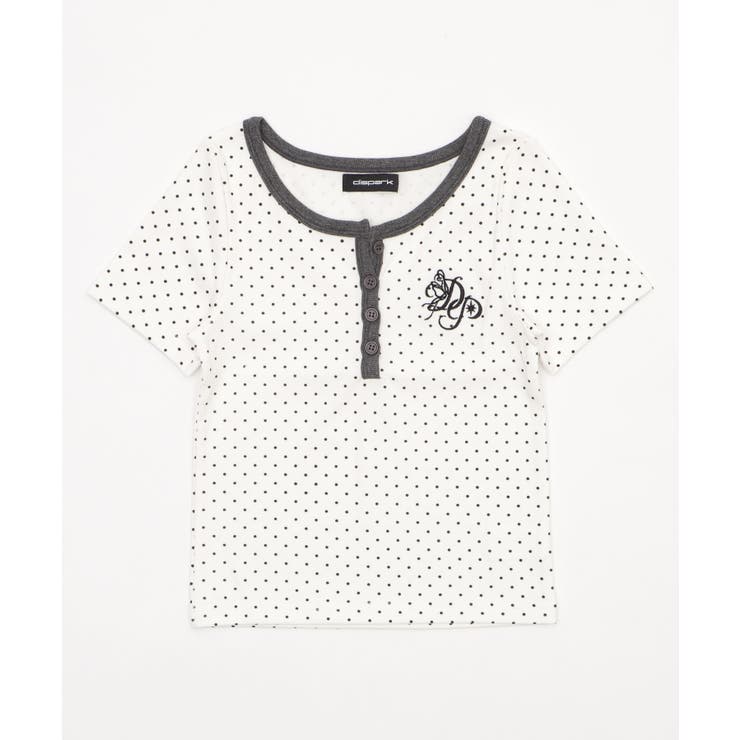ヘンリーネックドッド刺繍ロゴT | WEGO【WOMEN】 | 詳細画像1 