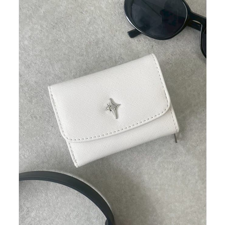 ホワイト | キラキラパーツフラップウォレット | WEGO【WOMEN】
