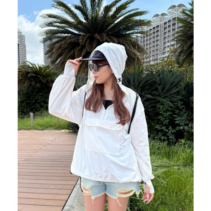 ホワイト | ハーフジップアノラックパーカー | WEGO【WOMEN】