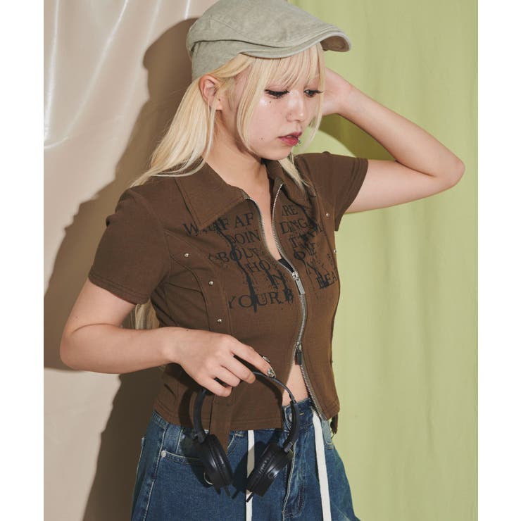 WジップスタッズクロップドSSトップス | WEGO【WOMEN】 | 詳細画像5 