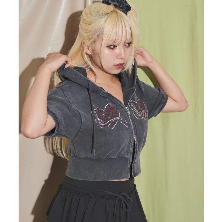 パーカー DISPARK/「25年春夏新作」HEARTDEVIL SSピグメントパーカー レディース DISPARK/【25年春夏新作】HEARTDEVIL SSピグメントパーカー