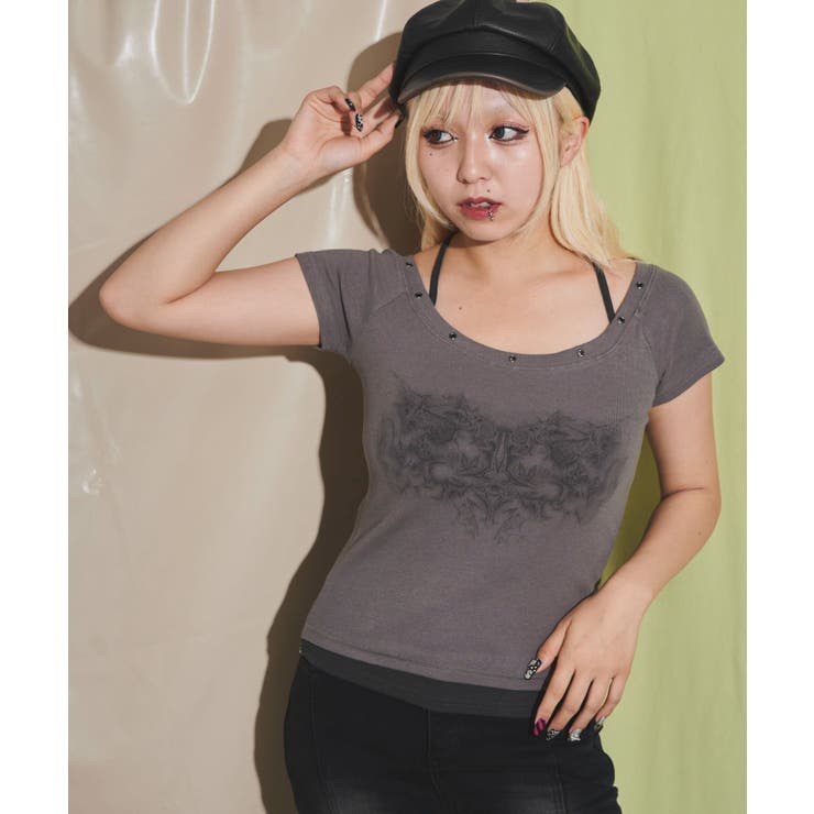 113 | ハトメレイヤードグラフィックT | WEGO【WOMEN】