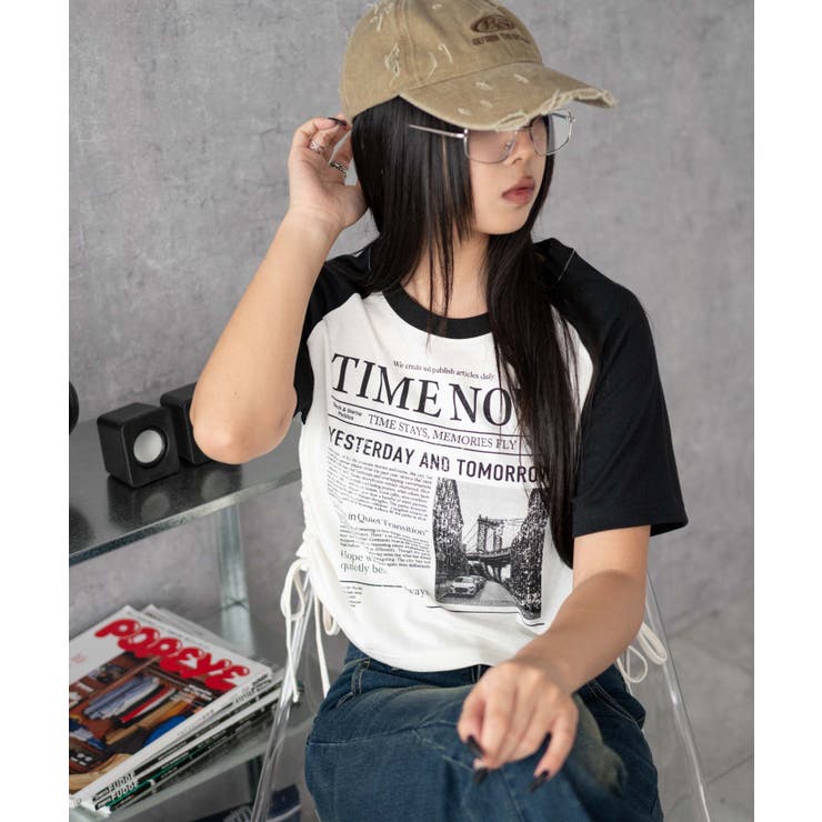グラフィックショートサイドリボンドロストT | WEGO【WOMEN】 | 詳細画像1 