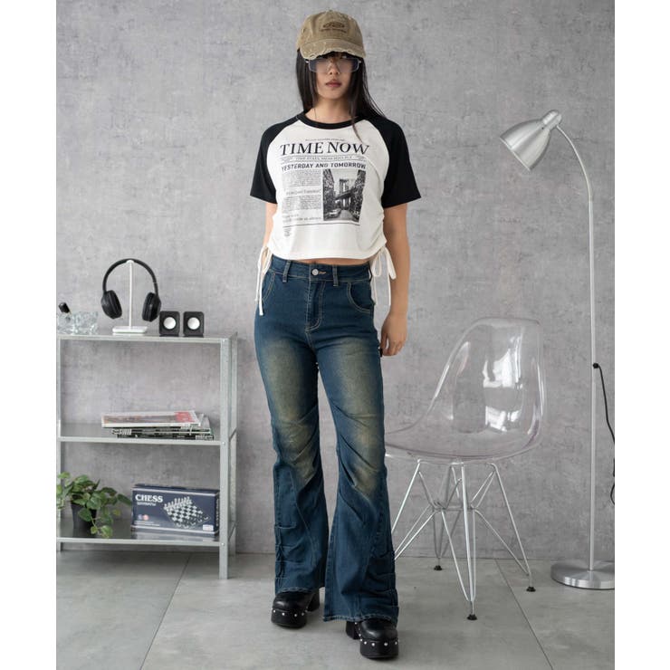 グラフィックショートサイドリボンドロストT | WEGO【WOMEN】 | 詳細画像2 
