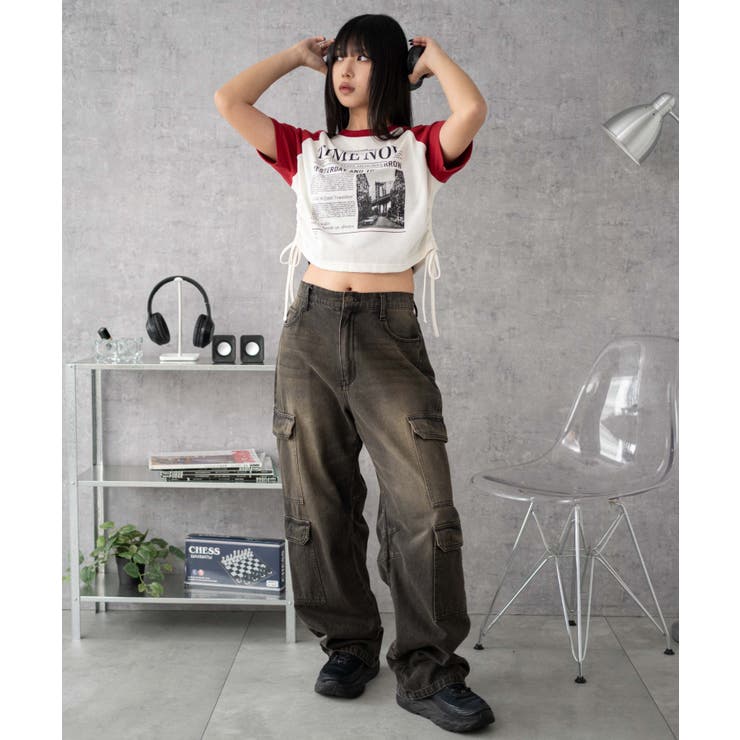 グラフィックショートサイドリボンドロストT | WEGO【WOMEN】 | 詳細画像3 