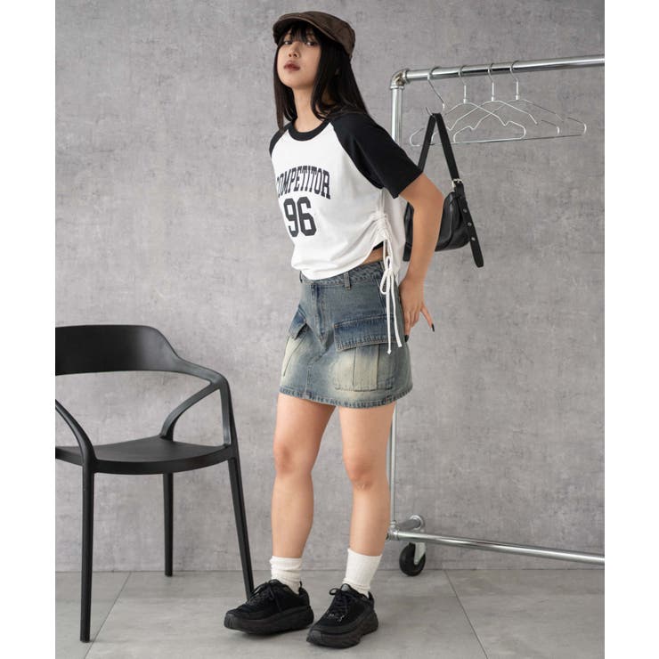 グラフィックショートサイドリボンドロストT | WEGO【WOMEN】 | 詳細画像6 