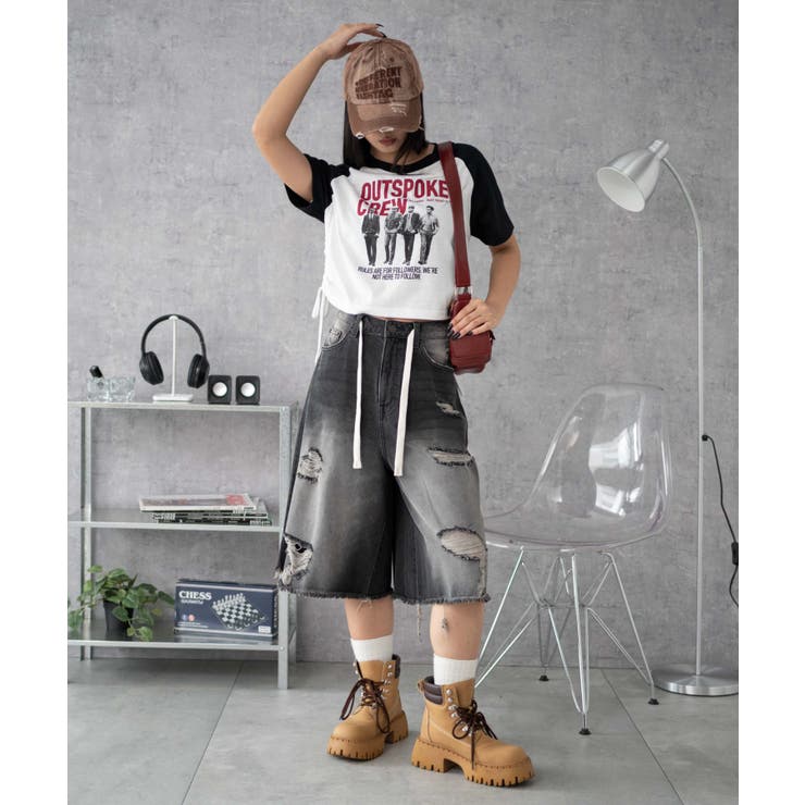 グラフィックショートサイドリボンドロストT | WEGO【WOMEN】 | 詳細画像7 