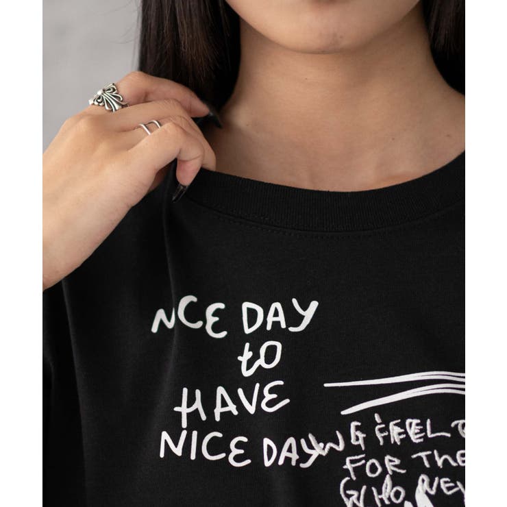 グラフィックショートサイドリボンドロストT | WEGO【WOMEN】 | 詳細画像8 