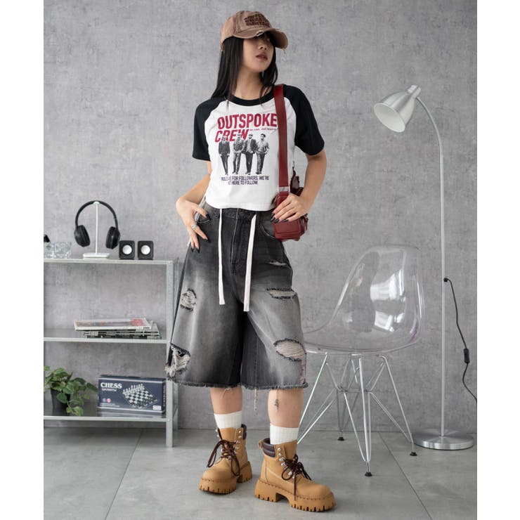 グラフィックショートサイドリボンドロストT[品番：WG010095134]｜WEGO