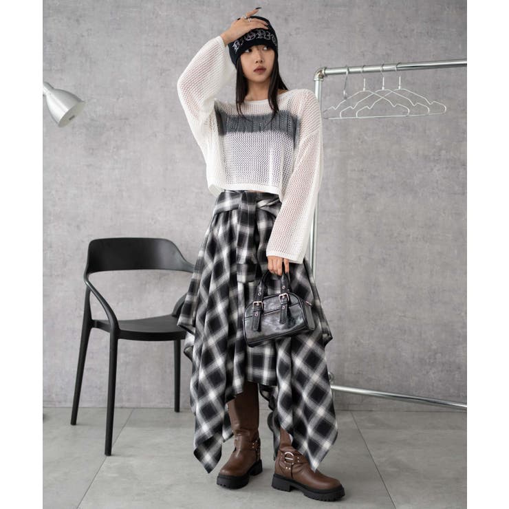 スプレーロゴジャガードメッシュニット | WEGO【WOMEN】 | 詳細画像2 