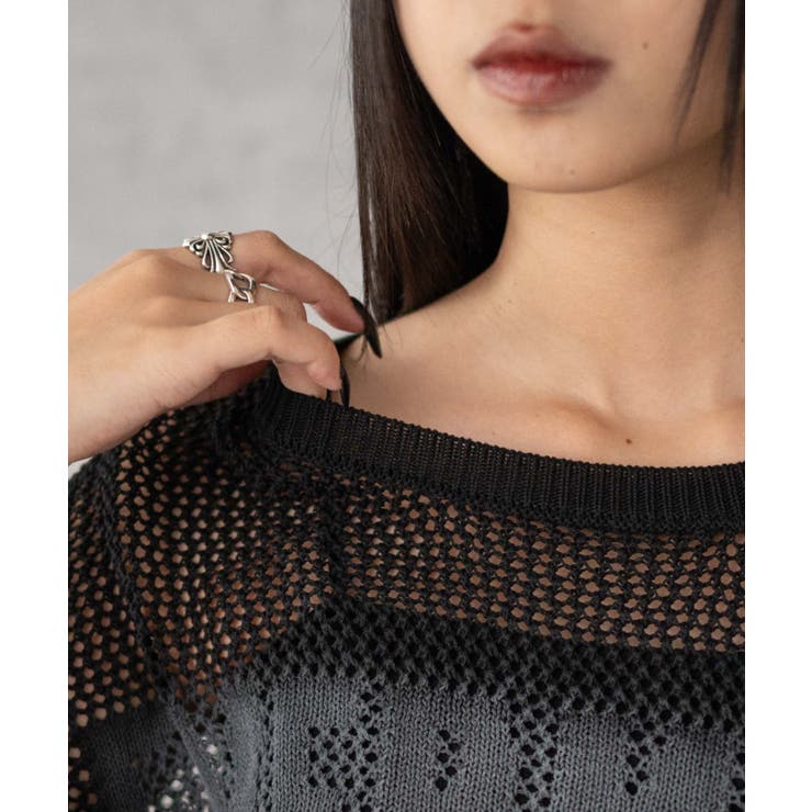 スプレーロゴジャガードメッシュニット | WEGO【WOMEN】 | 詳細画像4 