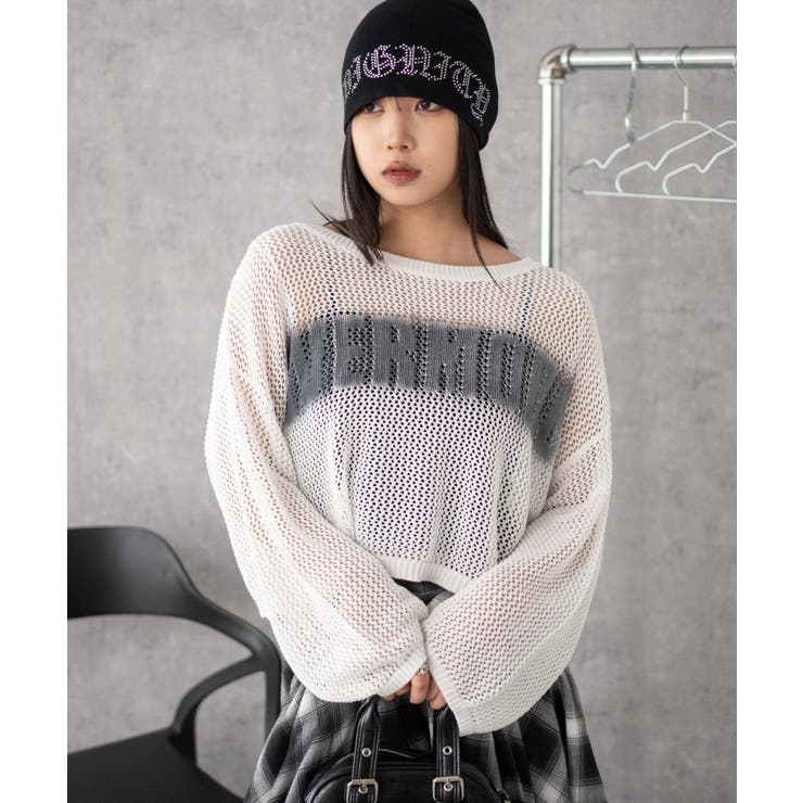 スプレーロゴジャガードメッシュニット | WEGO【WOMEN】 | 詳細画像7 