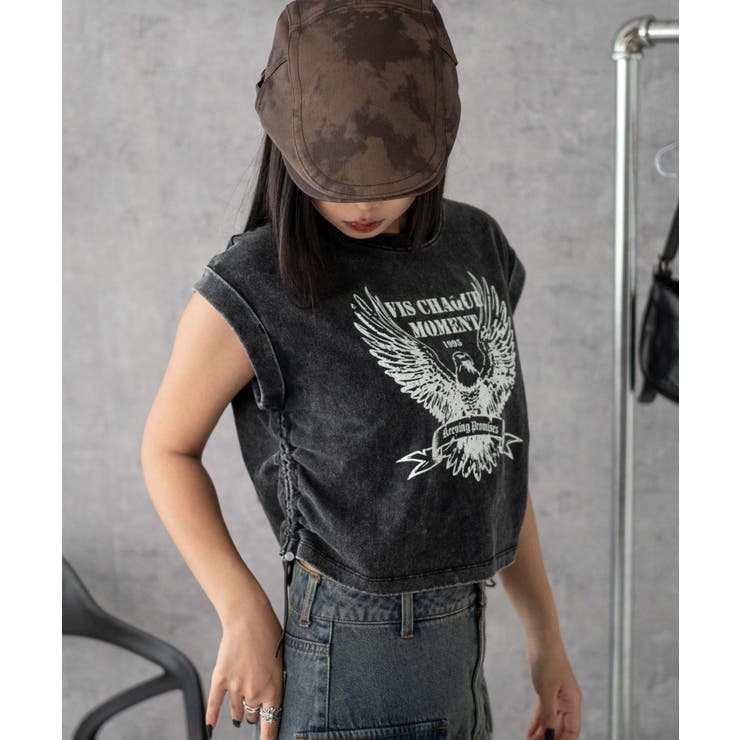 グラフィックノースリーブサイドドロストショートT | WEGO【WOMEN】 | 詳細画像15 