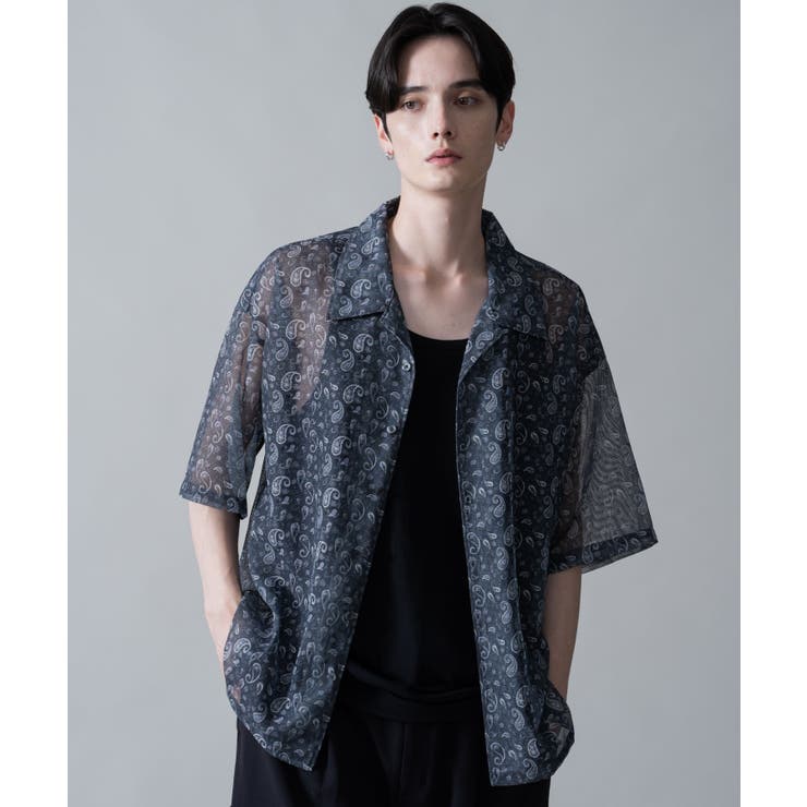 メッシュパターンオープンカラーシャツ(SS) | WEGO【MEN】 | 詳細画像1 