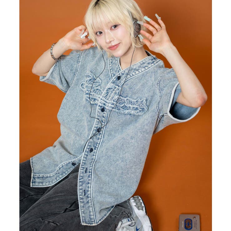 ベースボールデニムグラフィックシャツ(SS)[品番：WG010095184