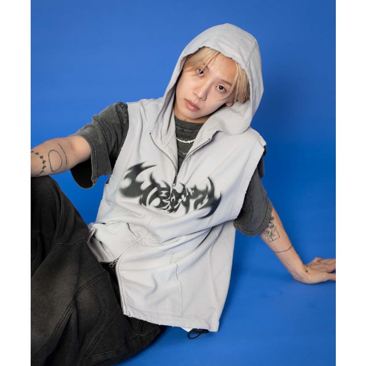 ノースリーブグラフィックZIPパーカー | WEGO【MEN】 | 詳細画像1 