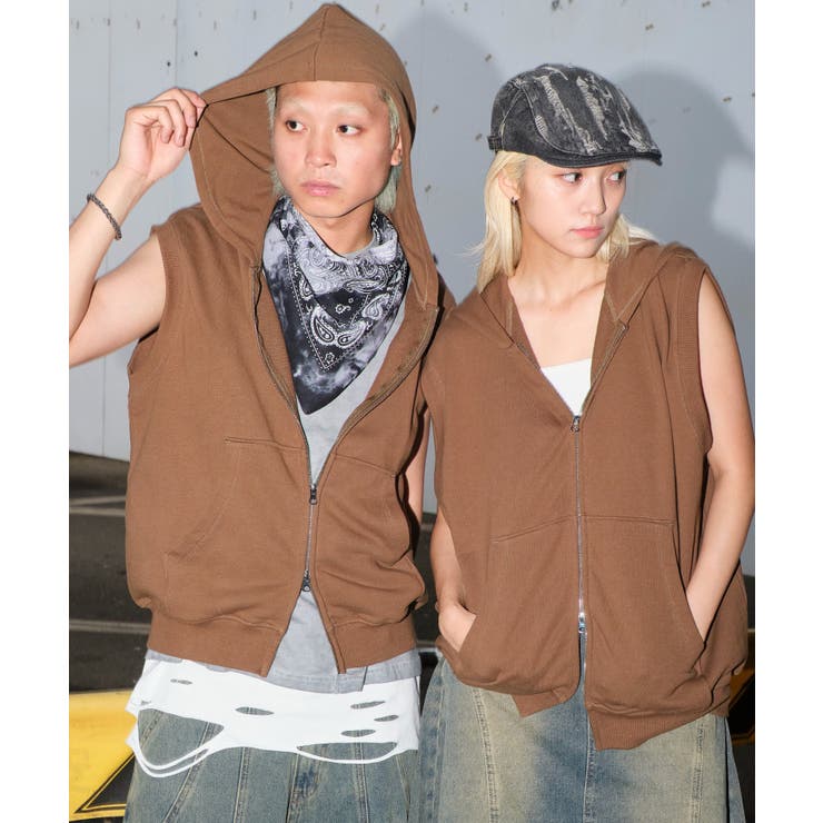 ショートノースリーブZIPパーカー | WEGO【MEN】 | 詳細画像1 
