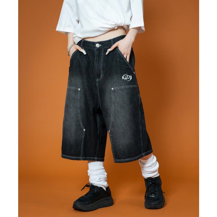 ダブルニーロゴデニムショーツ | WEGO【MEN】 | 詳細画像1 