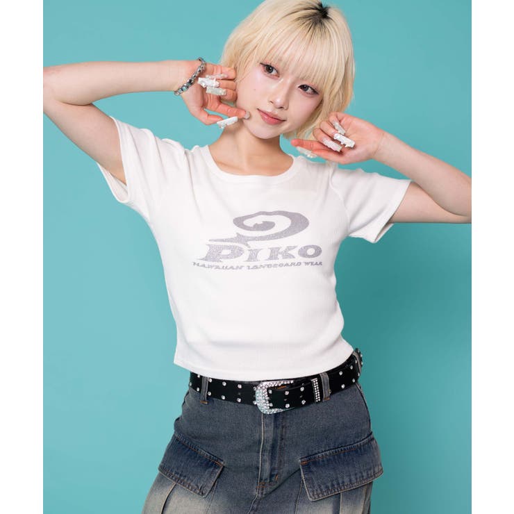 ホワイト | 別注PIKOラメ リブT | WEGO【WOMEN】