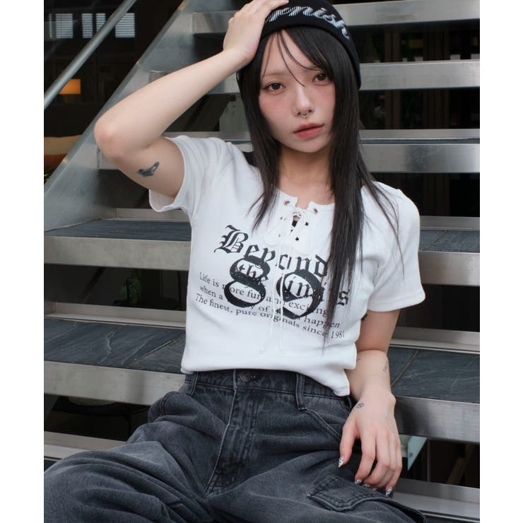グラフィックレースアップちびT[品番：WG010095332]｜WEGO