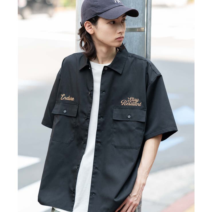 刺繍ロゴツイルワークシャツ | WEGO【MEN】 | 詳細画像1 