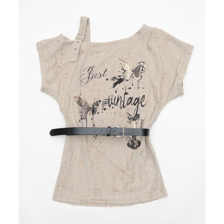 バタフライダメージショルダ-T | WEGO【WOMEN】 | 詳細画像1 