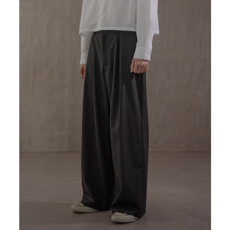 ピンストライプタックワイドスラックス | WEGO【MEN】 | 詳細画像1 