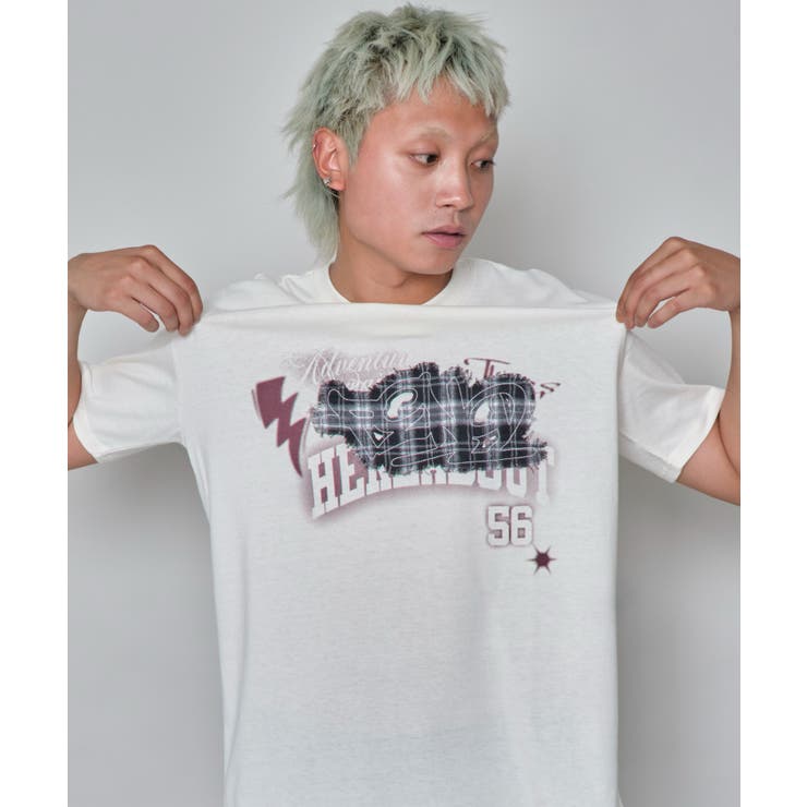 ホワイト | パターンアップリケグラフィックT(SS) | WEGO【MEN】
