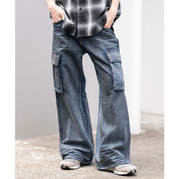 ローライズバギーフレアデニムカーゴパンツ | WEGO【MEN】 | 詳細画像1 