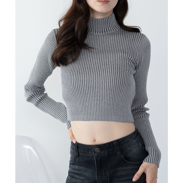 グレーその他 | リブハイネックショートニット | WEGO【WOMEN】