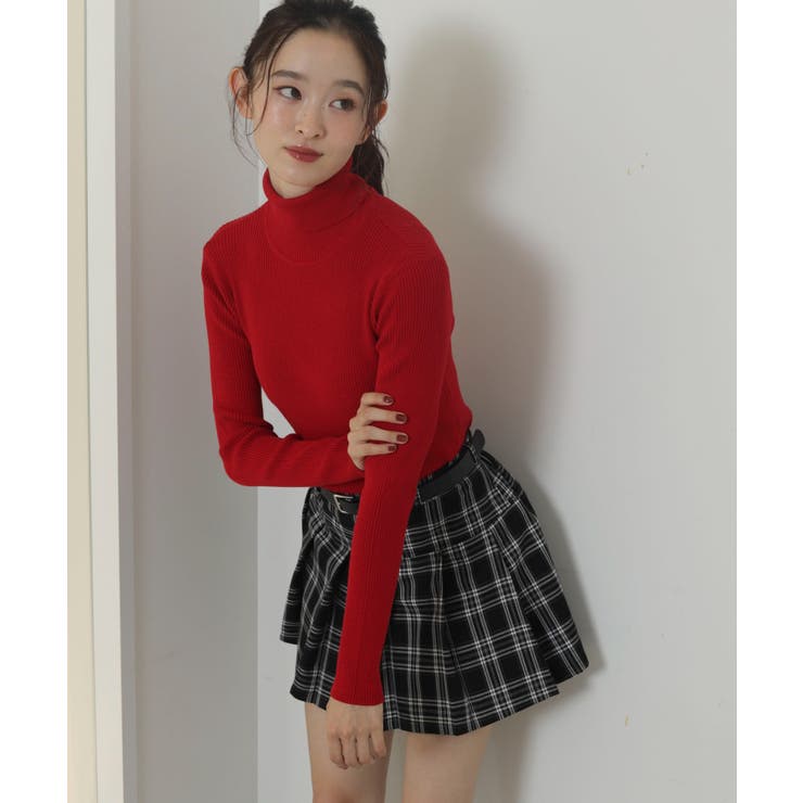 レッド | リブタートルニット | WEGO【WOMEN】