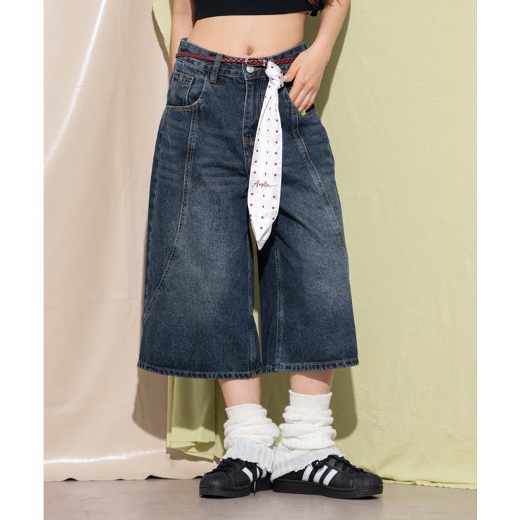 スカーフ付きワイドデニムハーフパンツ | WEGO【WOMEN】 | 詳細画像1 
