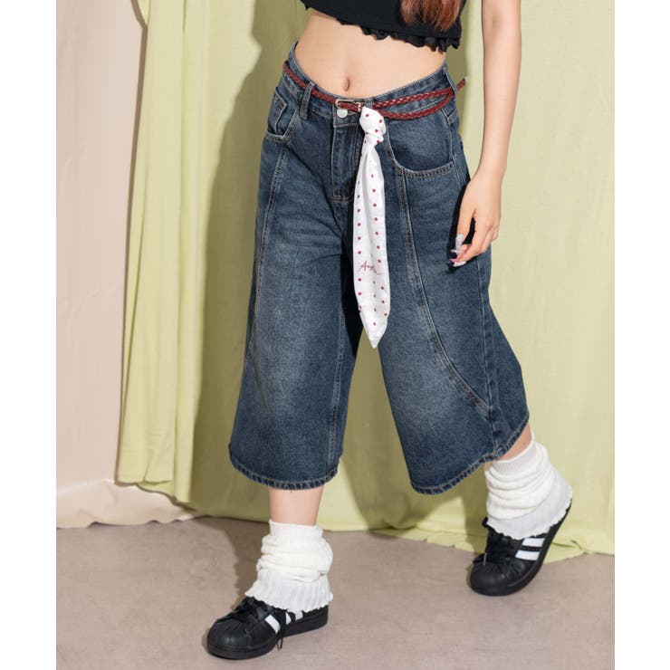 スカーフ付きワイドデニムハーフパンツ | WEGO【WOMEN】 | 詳細画像5 