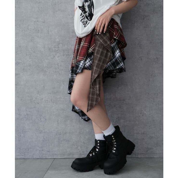 美品 Vivienne Westwood アシメ ミニスカート アシンメトリー Vivienne Westwood チェック アシンメトリースカート | レッド