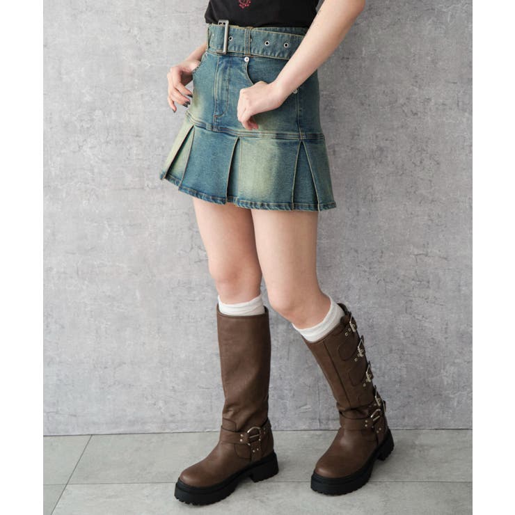 ベルト付デニムプリーツスカパン | WEGO【WOMEN】 | 詳細画像9 