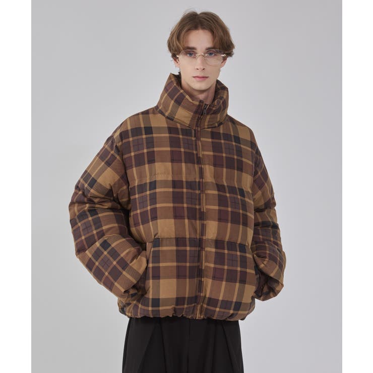ブラウンチェック1 | チェックパファーブルゾン | WEGO【MEN】