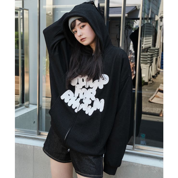 ブラック | メッシュロゴジップパーカー | WEGO【MEN】