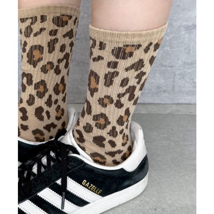 ベージュ | レオパード柄リブソックス | WEGO【WOMEN】