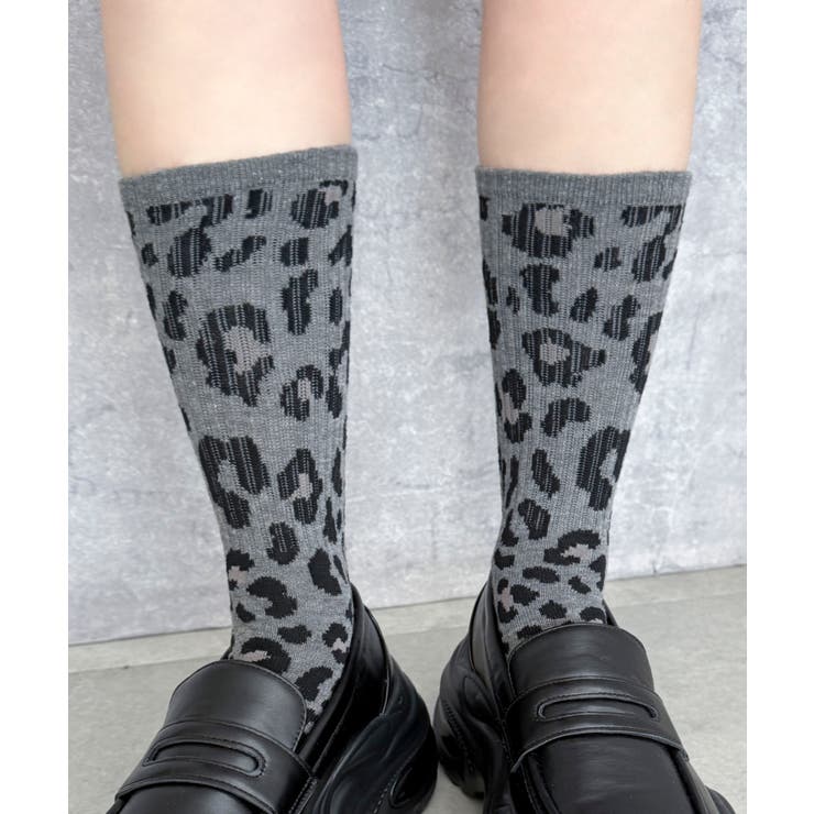 グレー | レオパード柄リブソックス | WEGO【WOMEN】
