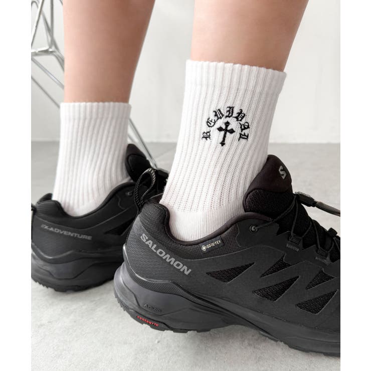 クロス刺繍ロゴソックス | WEGO【MEN】 | 詳細画像1 