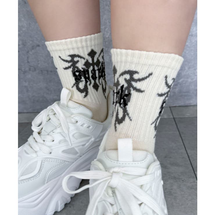 オフホワイト | sparkロゴソックス | WEGO【WOMEN】